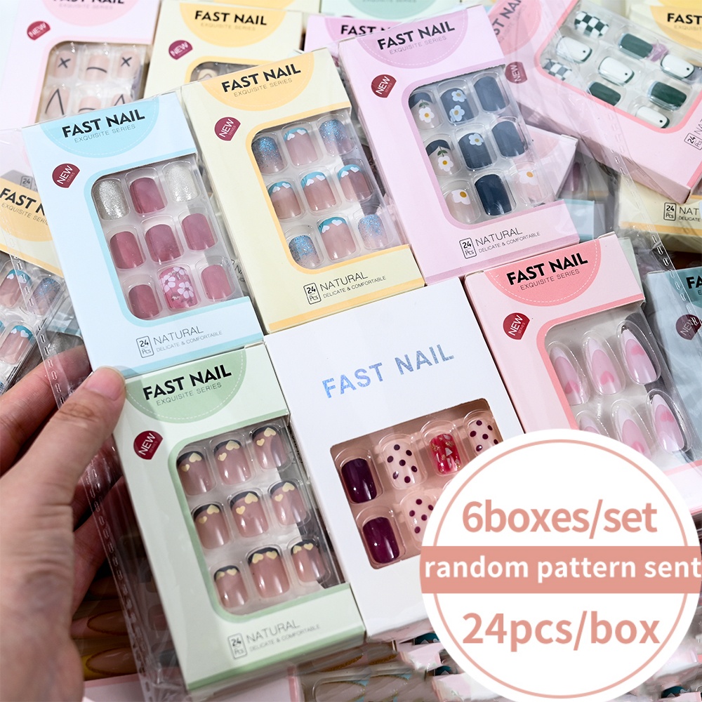 Press On Nail Set - 6 Scatole/Set di Unghie Finte Corte