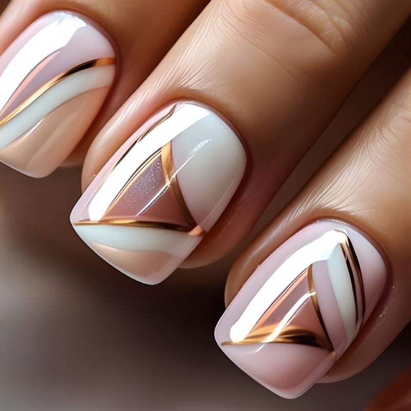 Press On Nail Set - 24 pezzi/set carino dolce corto quadrato