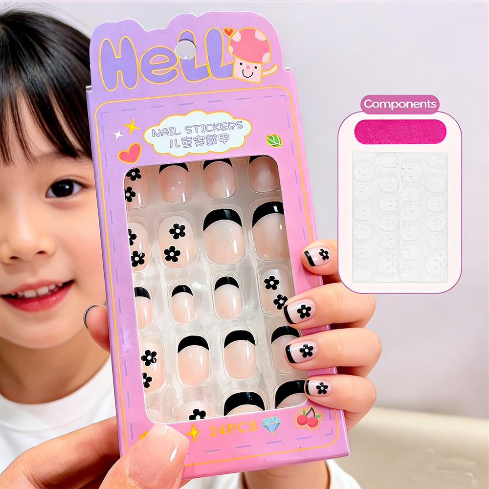 Nail Art Fake Nails - 24 Pezzi/Scatola Unghie Finte per Bambini