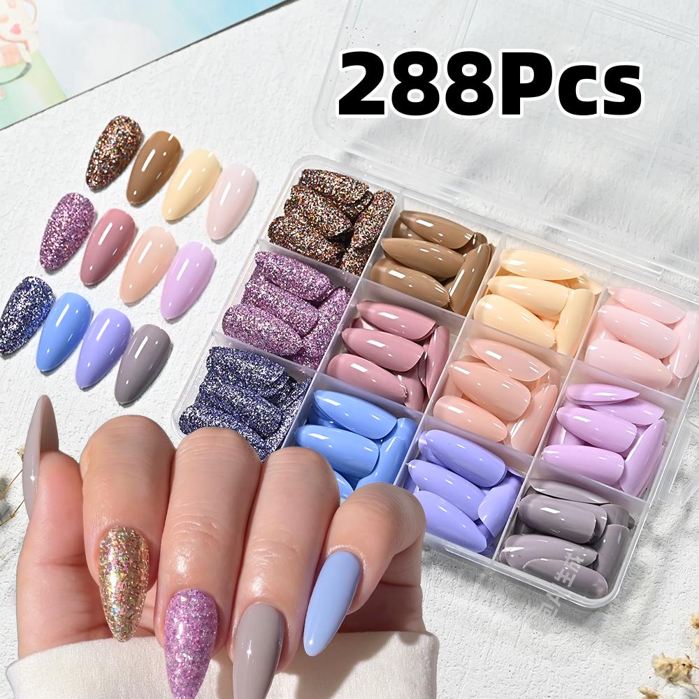 Nail Art Fake Nails - 288 Pezzi Unghie Finte Lucide a