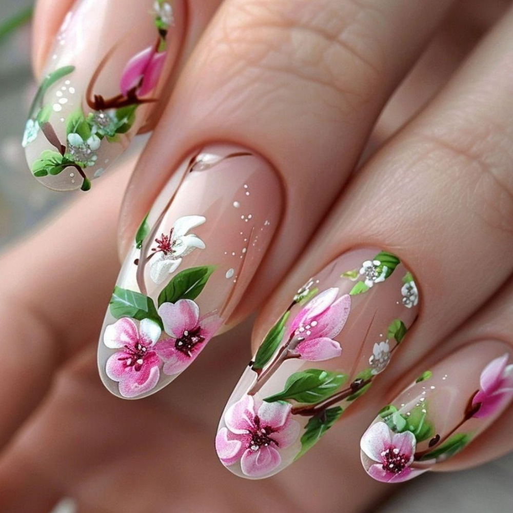 Press On Nail Set - Stampa corta di mandorle sulle unghie