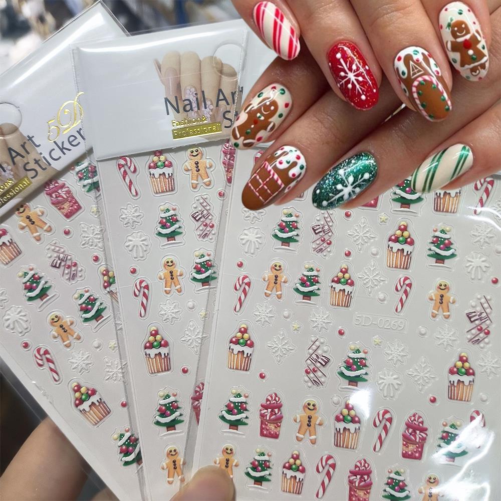 Nail Art For Men - 1pc Natale 5D Gingerbread Man Torta