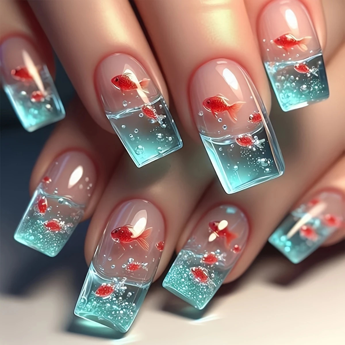 Press On Nail Set - Unghie finte quadrate di media lunghezza