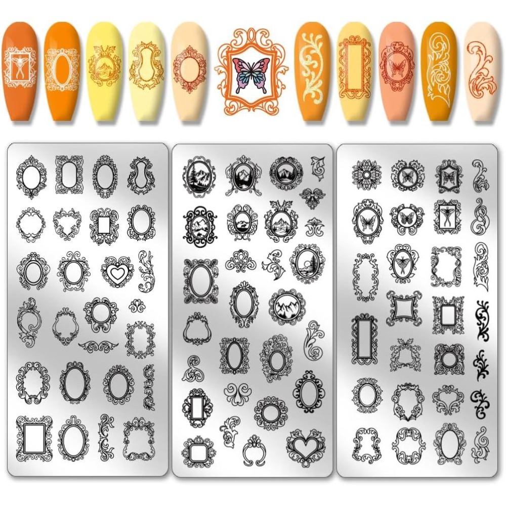 Nail Art Vintage - Set di 3 Piastre per Stamping
