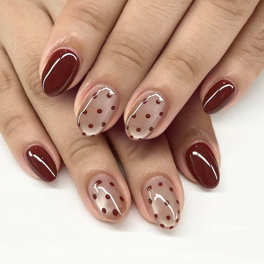 Nail Art Red Wine - 24 pezzi di unghie finte a