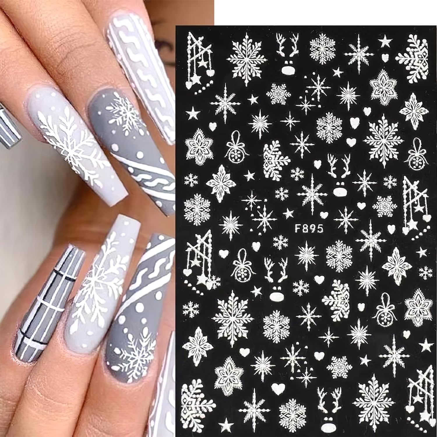 Nail Art Xmas Design - 3D Snowflake Nail Art decalcomanie White
