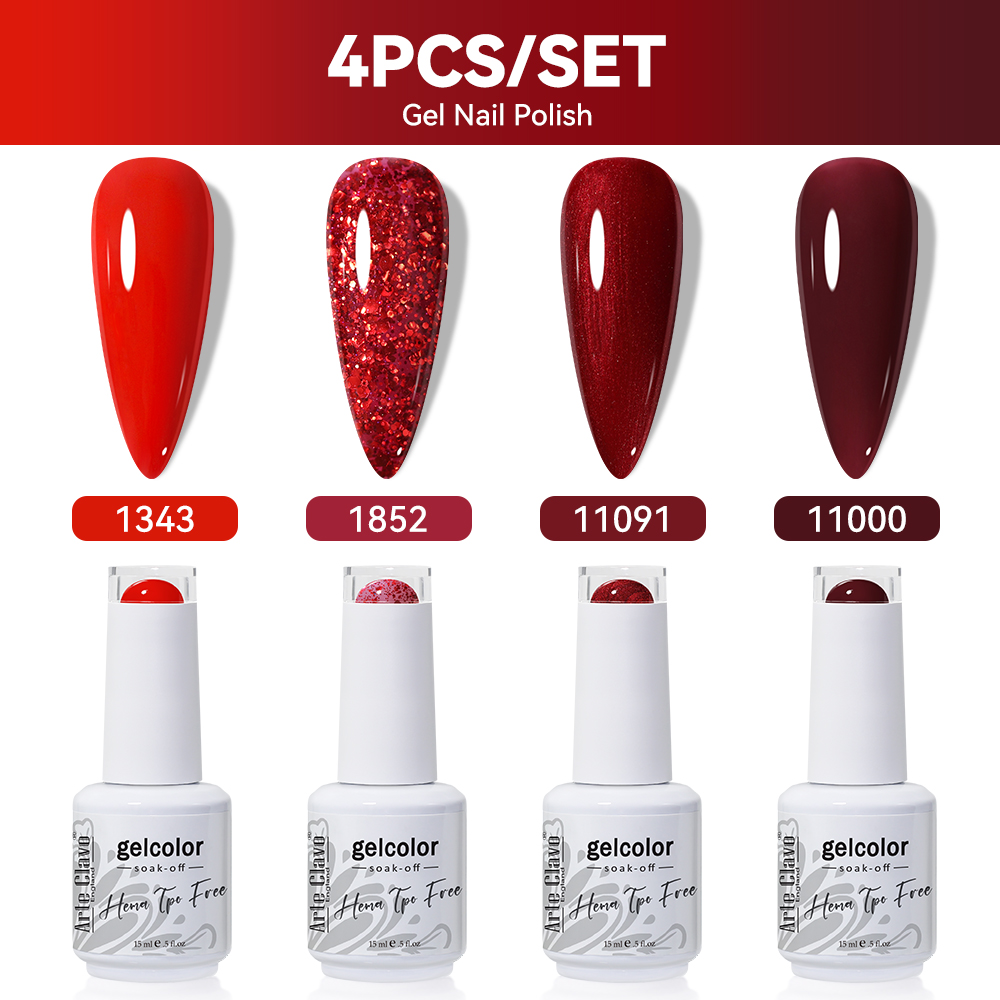 Nail Art Red Wine - Arte Clavo Set 4 Pezzi Smalto